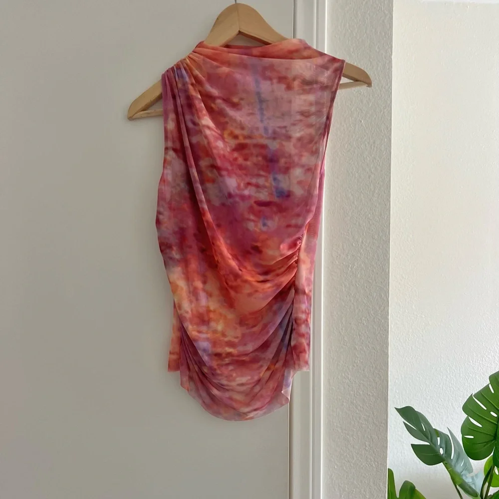 Zara Women's Pink Colorful Sheer Vibrant Sleeveless Top - Picture 3 of 3